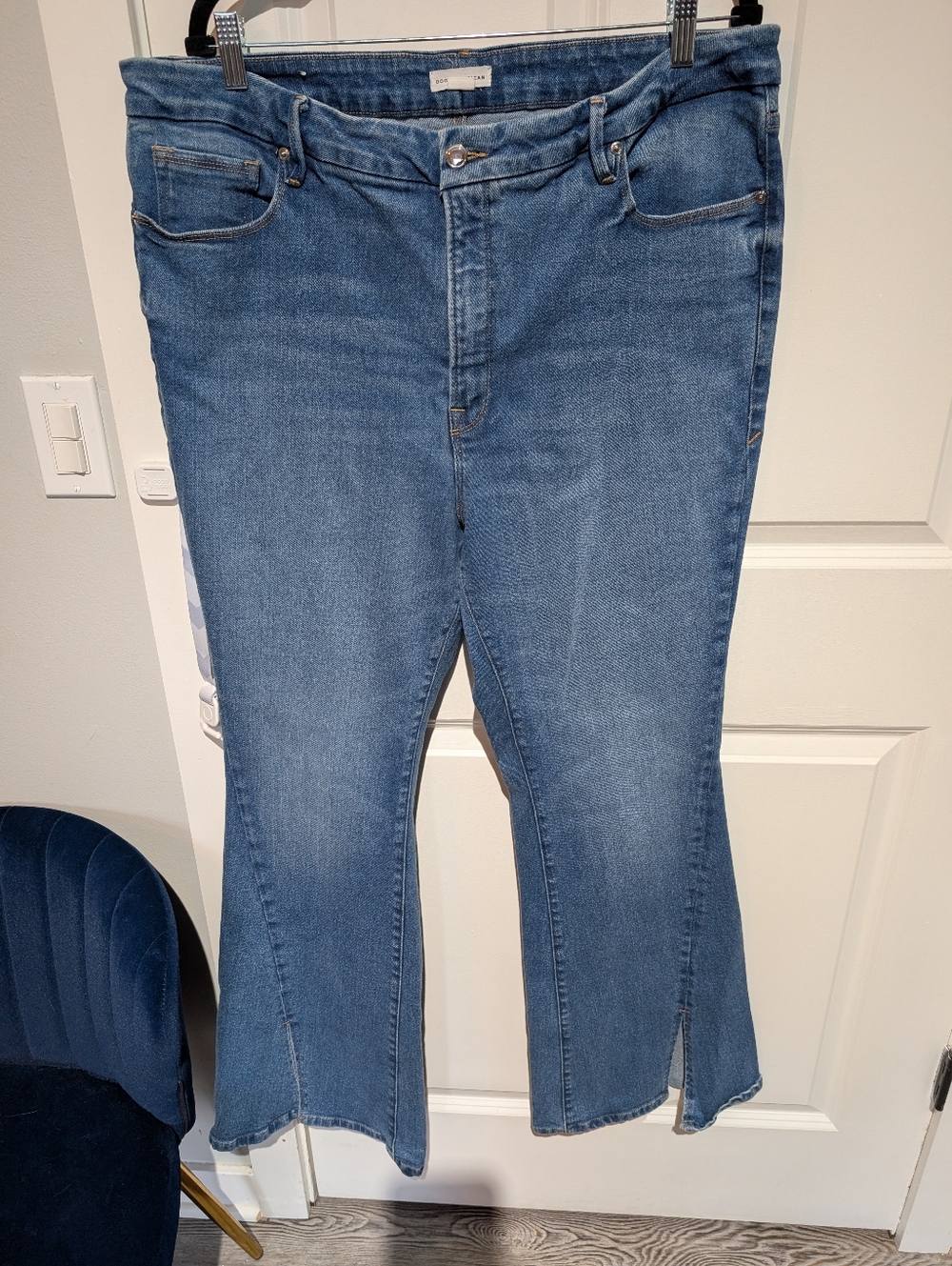 good american split hem flare jeans sz 18